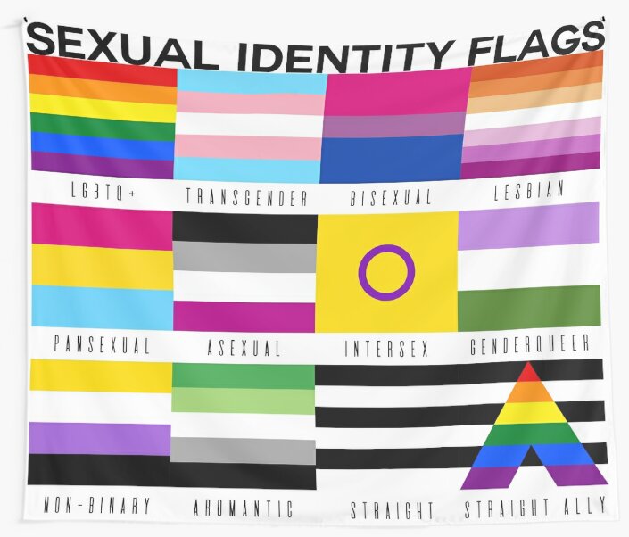 Sexual Identity Pride Flags Lgbtq Pride Month Tapestry By 