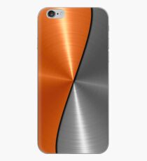 Orange and Silver Stainless Shiny Steel Metal iPhone Case