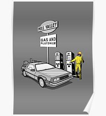 Back to the Future Delorean 'Hill Valley Gas Station' Poster