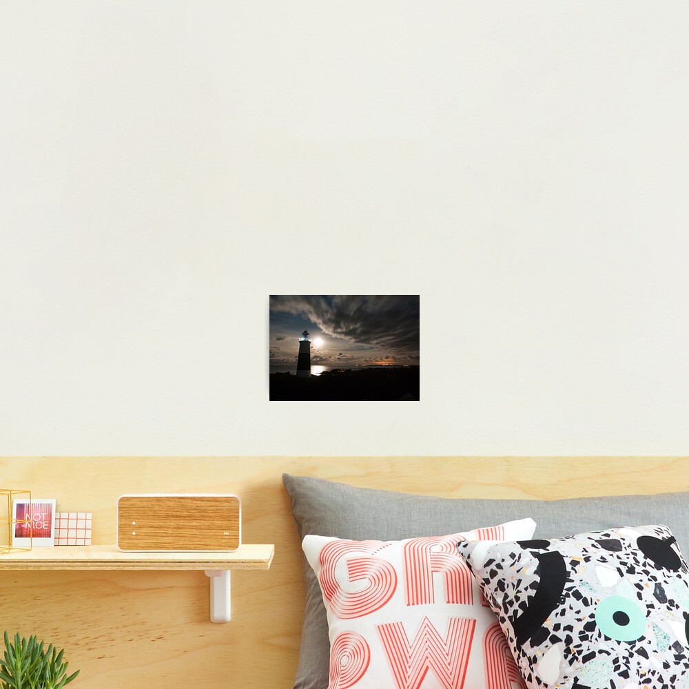 Alderney's Lighthouse Under A full Moon Photographic Print