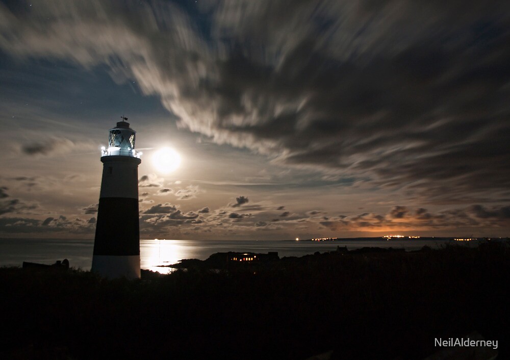"Alderney's Lighthouse Under A full Moon" by NeilAlderney ...