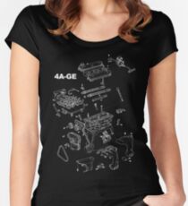4A-GE Engine Diagram (Dark Colors) Women's Fitted Scoop T-Shirt