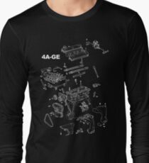 4A-GE Engine Diagram (Dark Colors) Long Sleeve T-Shirt