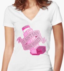 It ain't easy being wheezy- Pink Women's Fitted V-Neck T-Shirt