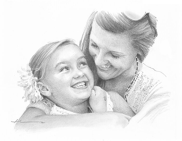 "Mom and daughter drawing" by Mike Theuer Redbubble