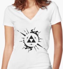 The legend of zelda Triforce, Black Women's Fitted V-Neck T-Shirt