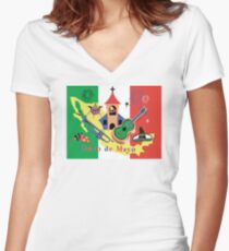 Cinco de Mayo with Mexican Flag Women's Fitted V-Neck T-Shirt
