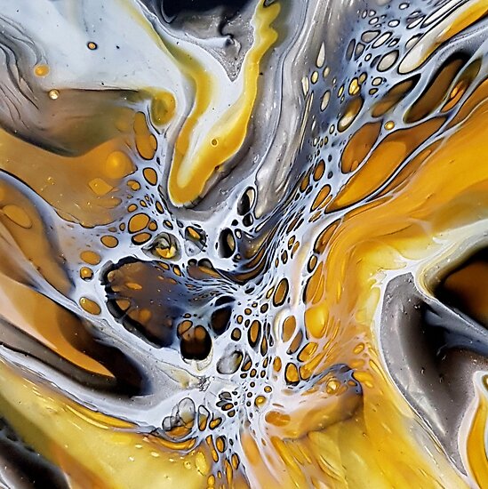 "Mustard/Yellow Acrylic Paint Pour Art" Poster by Careyfmason Redbubble