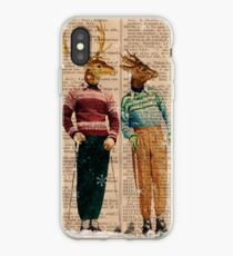 Antique Dictionary Page Snow Ski Deer iPhone Case