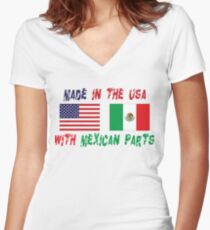 Made In America With Mexican Parts Women's Fitted V-Neck T-Shirt