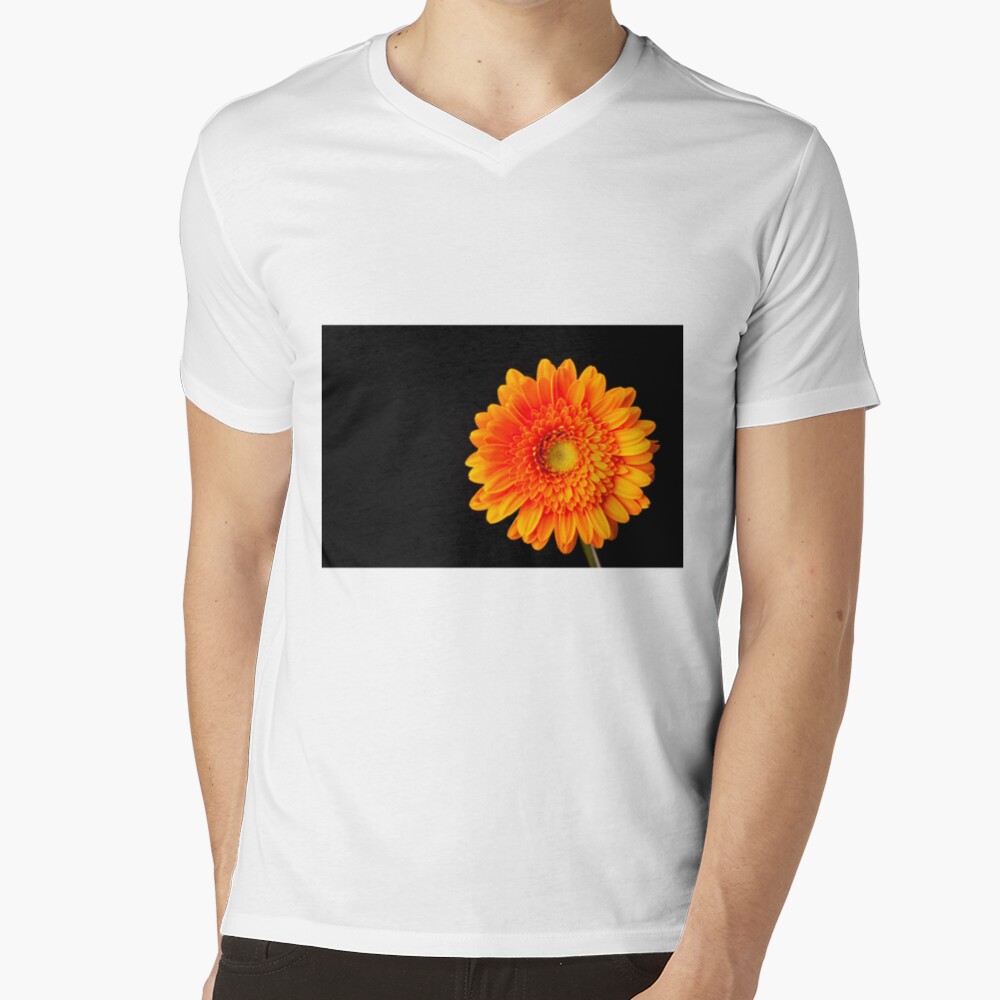 Orange Gerbera Camiseta de cuello en V