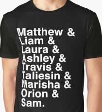 The Cast of Critical Role - Helvetica List (Inverted) Graphic T-Shirt
