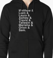 The Cast of Critical Role - Helvetica List (Inverted) Zipped Hoodie