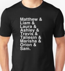 The Cast of Critical Role - Helvetica List (Inverted) Unisex T-Shirt