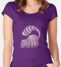 Camiseta entallada de cuello ancho Dentro de las maravillas (gato de Cheshire)