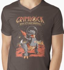 Space Pulp Robot Dinosaur Hero Men's V-Neck T-Shirt