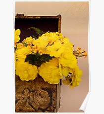 Yellow Begonias in Rose Box - Digital Oil Painting Poster