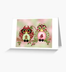Mr and Mrs Christmas Sweets Owls Greeting Card