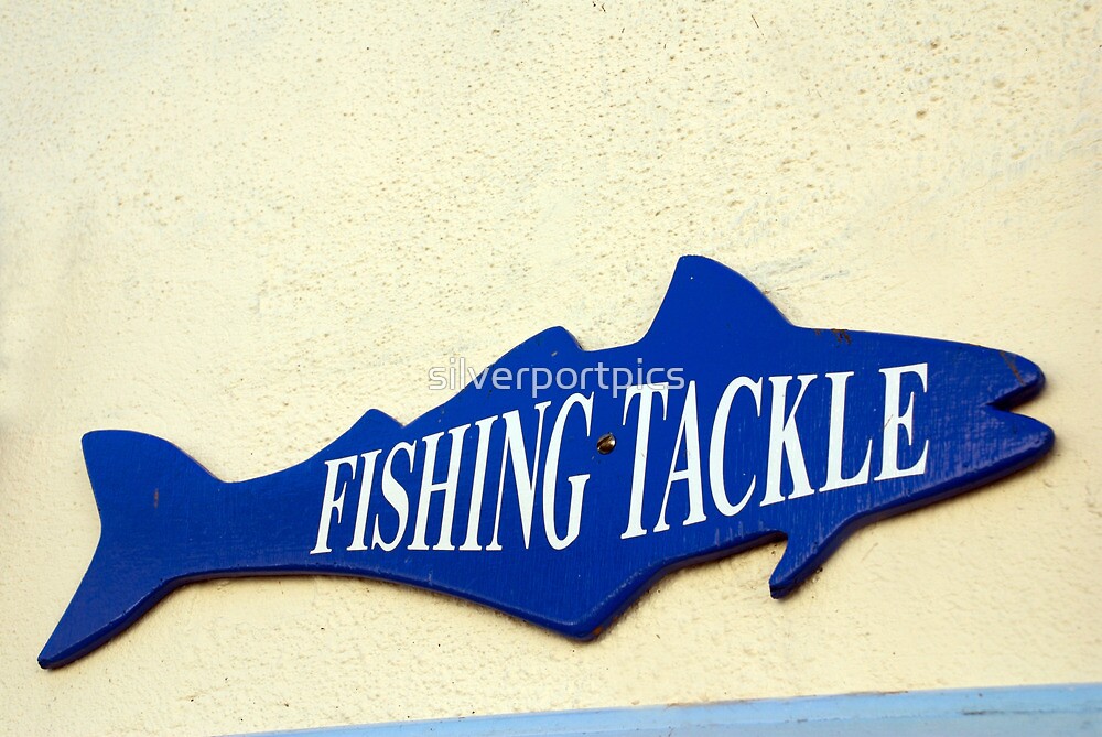 "Fishing tackle shop sign in Devon, UK" by silverportpics
