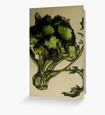 Broccoli. Pen and wash on Arches paper. Elizabeth Moore Golding Ⓒ2012 Greeting Card