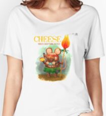 Camiseta ancha para mujer Cute Cave Mouse and his Cheese