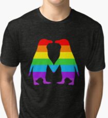 Rainbow penguins in love. Tri-blend T-Shirt