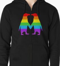 Rainbow penguins in love. Zipped Hoodie