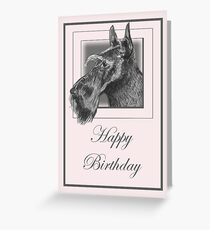 Pencil Drawing of Scottish Terrier (Scottie Dog) on Birthday Card Greeting Card