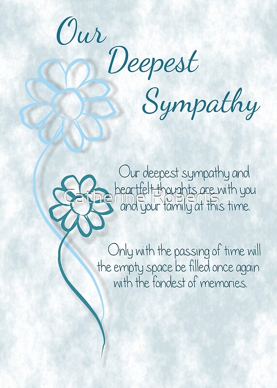 "Our Deepest Sympathy Blue Sketched Flowers with Sentiment 