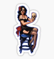 Sugar Skull Retro Pinup Sticker