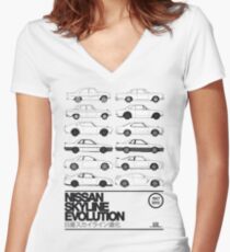 Nissan Skyline History Women's Fitted V-Neck T-Shirt