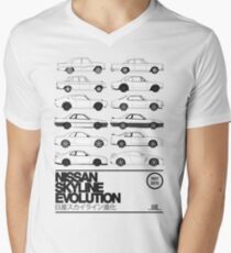 Nissan Skyline Geschichte T-Shirt mit V-Ausschnitt für Männer