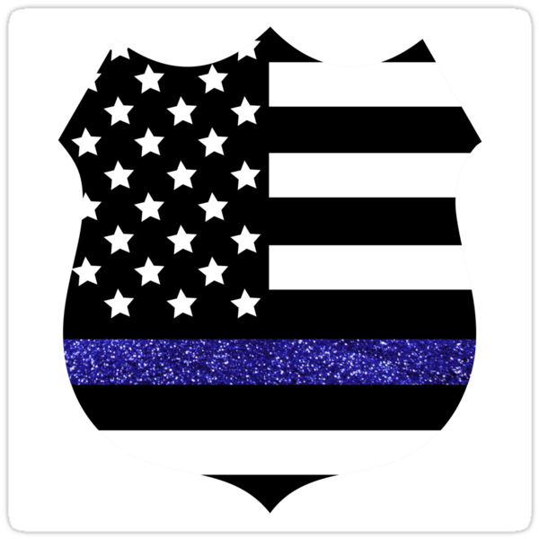 Download "Thin Blue Line Police Flag Badge with Blue Glitter ...