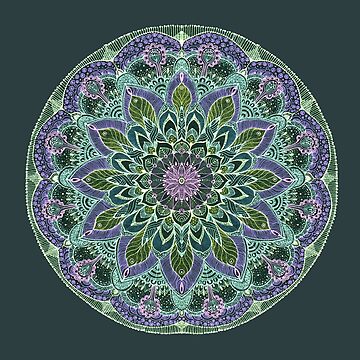 Artwork thumbnail, Hand Drawn Pink Purple Mandala  on Dark by kanvisstyle