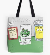 Apple hp HTC smartphones caricature Tote Bag