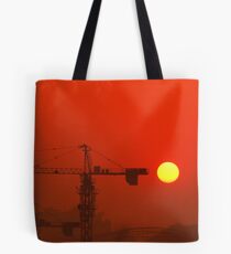 construction site setting sun Tote Bag