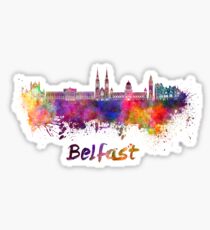 Belfast skyline in watercolor Sticker
