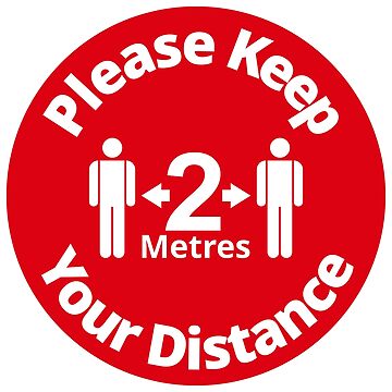 Artwork thumbnail, Please Keep Your Distance 2 metres - Rounded Sign, Red and White by SocialShop