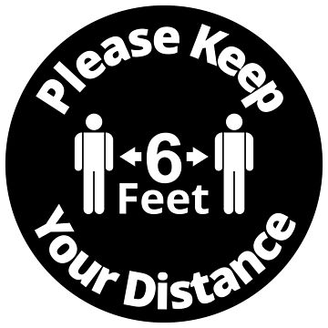 Artwork thumbnail, Please Keep Your Distance 6 feet - Rounded Sign, Black and White by SocialShop
