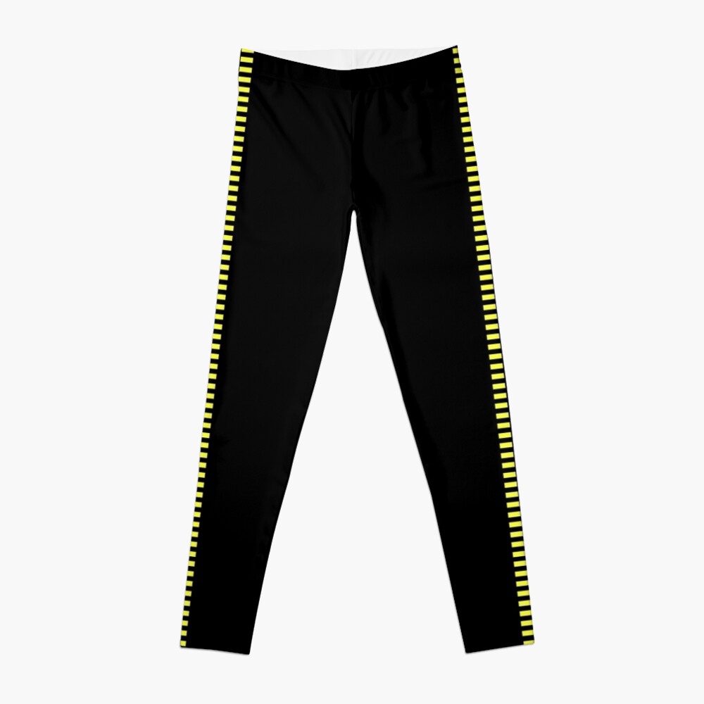 black leggings with yellow stripe down the side