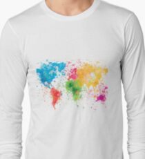 world map painting Long Sleeve T-Shirt