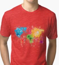 world map painting Tri-blend T-Shirt