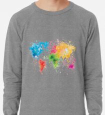 world map painting Lightweight Sweatshirt