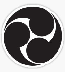 Tomoe, Japan, Japaner, Shinto Symbol, Plain & Simple, Schwarz auf Weiß Sticker