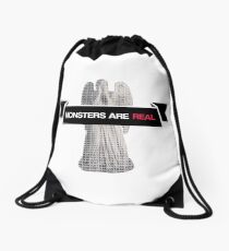 monsters are real (weeping angel version 2) Drawstring Bag