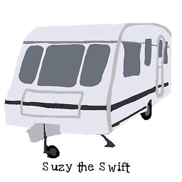 Rideau de douche for Sale avec l'œuvre « Suzy la caravane Swift