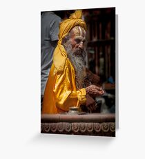 Durbar Square Holy Man Greeting Card