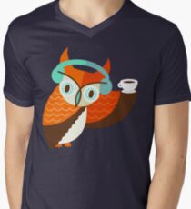 Winter Owl T-Shirt mit V-Ausschnitt für Männer
