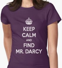 Keep Calm and Find Mr. Darcy Jane Austen Dark Color Women's Fitted T-Shirt