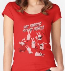 Schlechte Kaninchen Tailliertes Rundhals-Shirt
